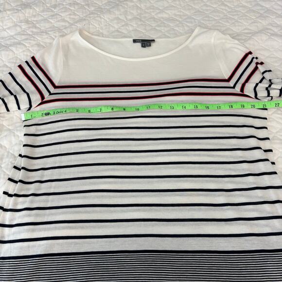 Vince Striped Long Sleeve Tunic Top L Minimalist Classic Pima Cotton Modal - Picture 6 of 7